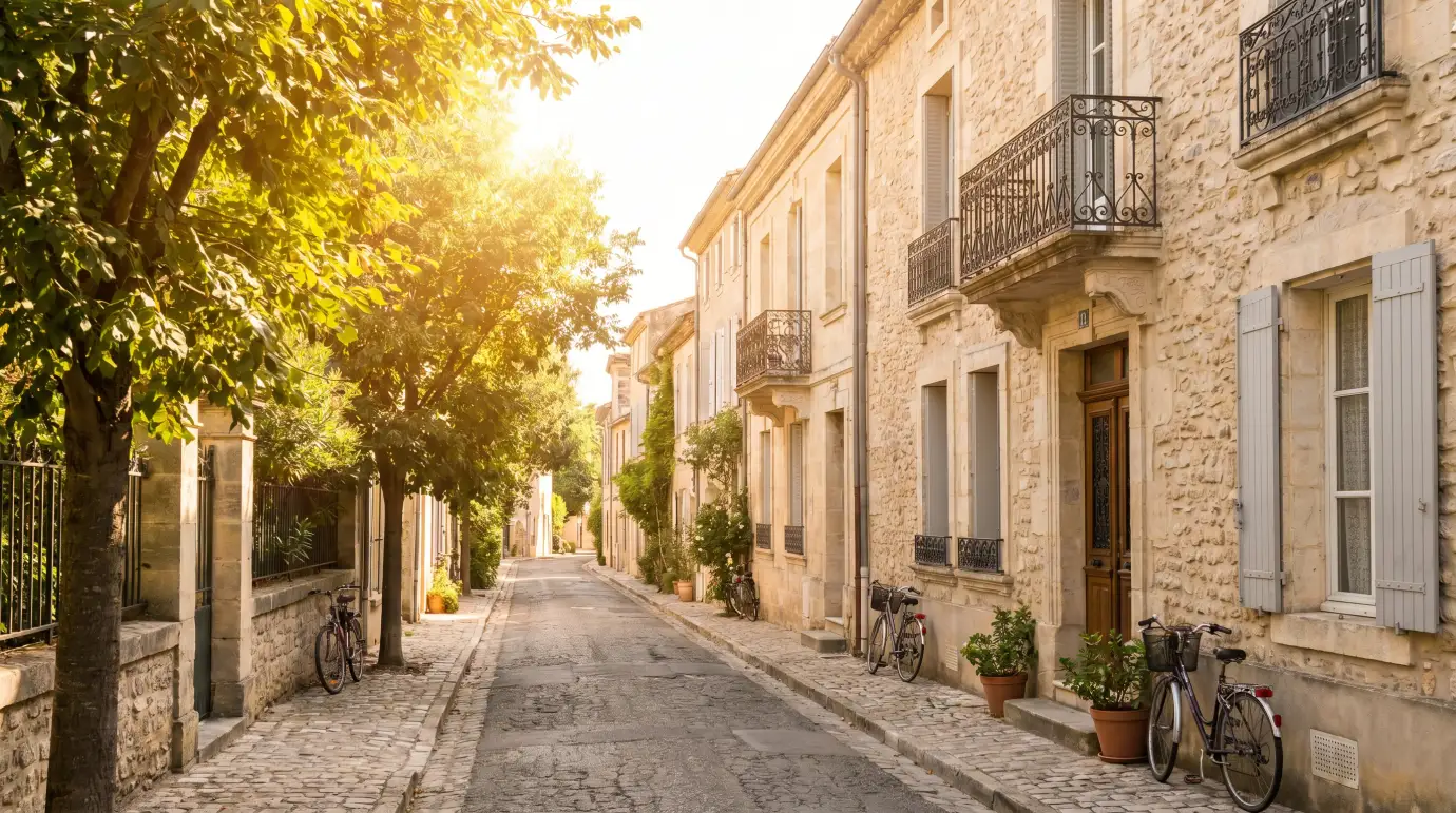 Rue résidentielle française calme un matin de week-end